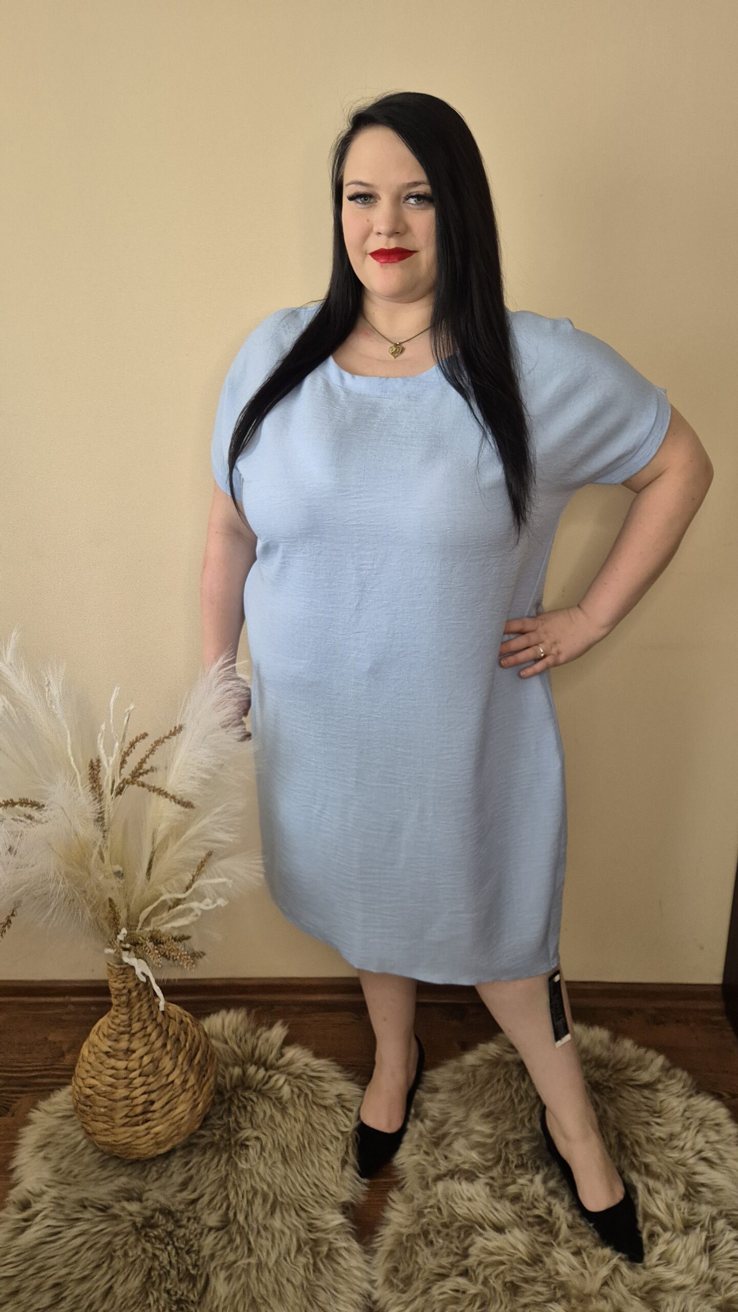 duża sukienka błękitna, sukienka damska błękitna, sukienka letnia, sukienka na co dzień, sukienka elegancka