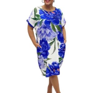 duża sukienka elegancka, sukienka z wiskozy duży rozmiar, elegancka sukienka na wesele i codzień, sukienka plus size na wiele okazji, sukienka w kwiaty chaber