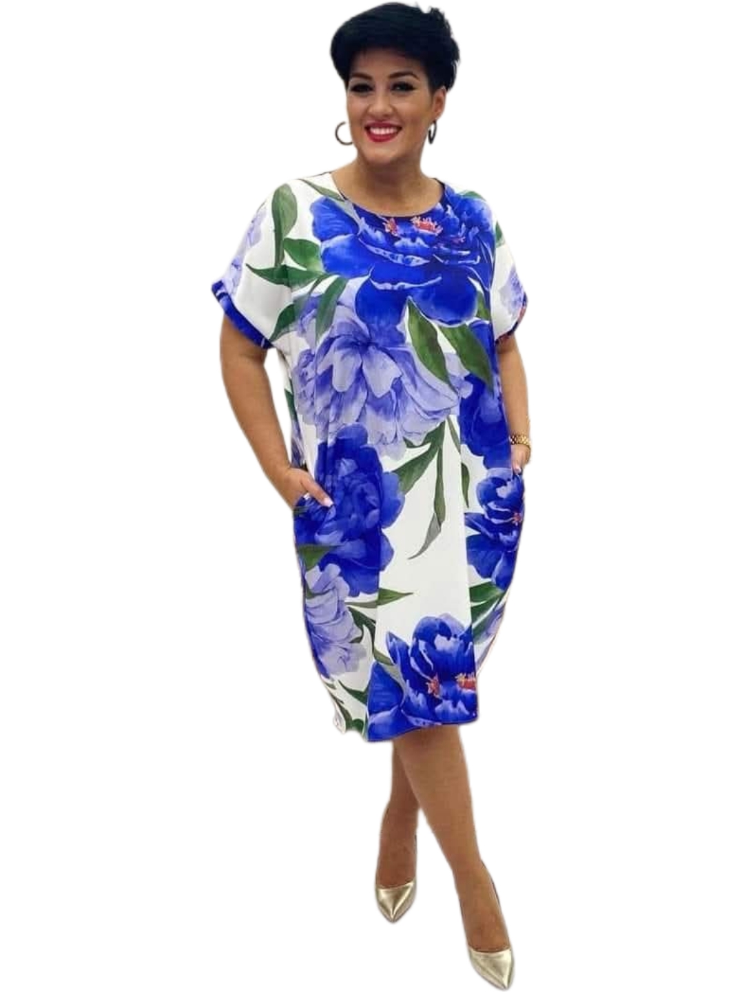 duża sukienka elegancka, sukienka z wiskozy duży rozmiar, elegancka sukienka na wesele i codzień, sukienka plus size na wiele okazji, sukienka w kwiaty chaber
