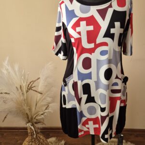 Tunika Litery Pastele, tunika z rękawem 3/4, modna tunika, wysmuklające wstawki, elegancka tunika, wygodna tunika, tunika na każdą okazję
