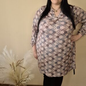 duża tunika pastelowa elegancja, tunika plus size, pastelowa tunika damska, tunika z długim rękawem, duża tunika