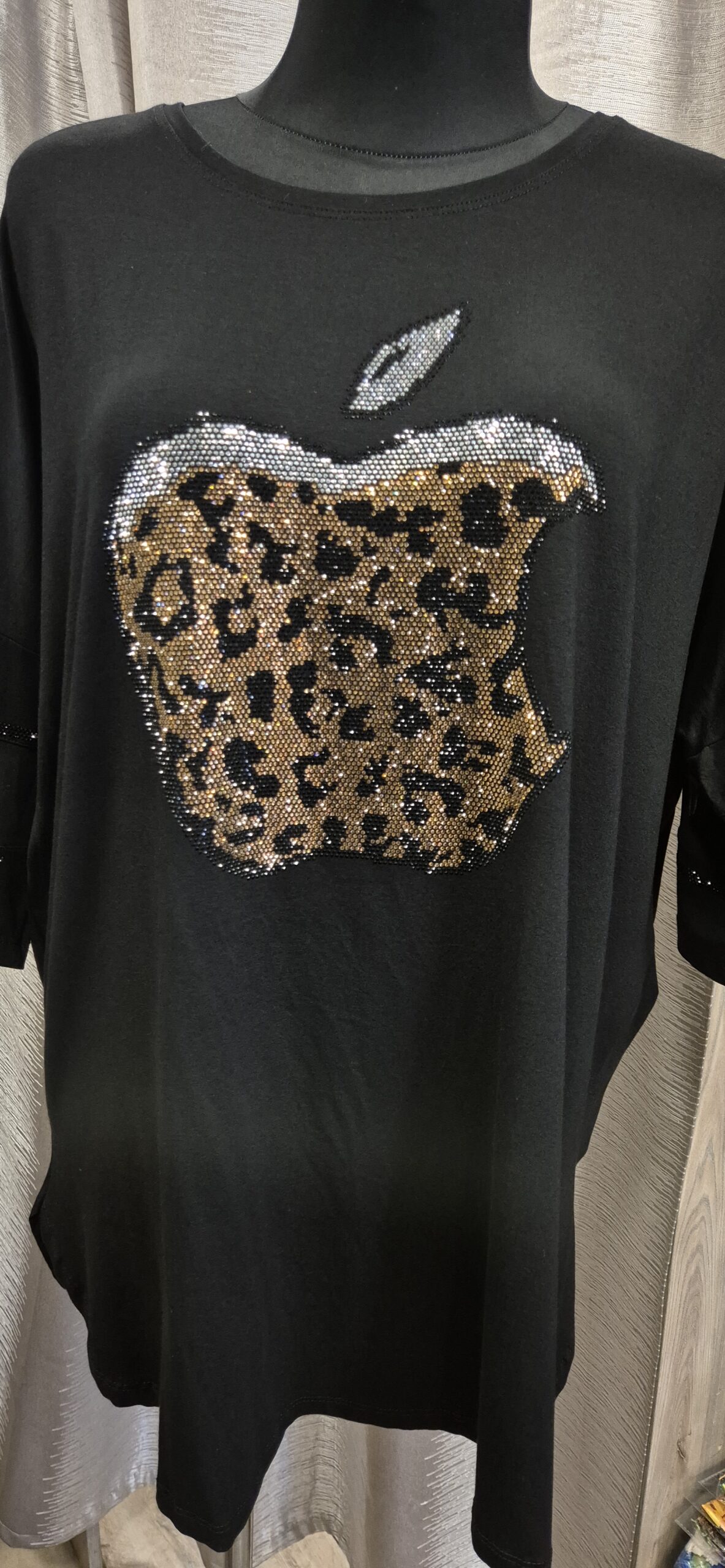Duża tunika czarna – turecka wiskoza plus size – jabłko pantera - obrazek 3