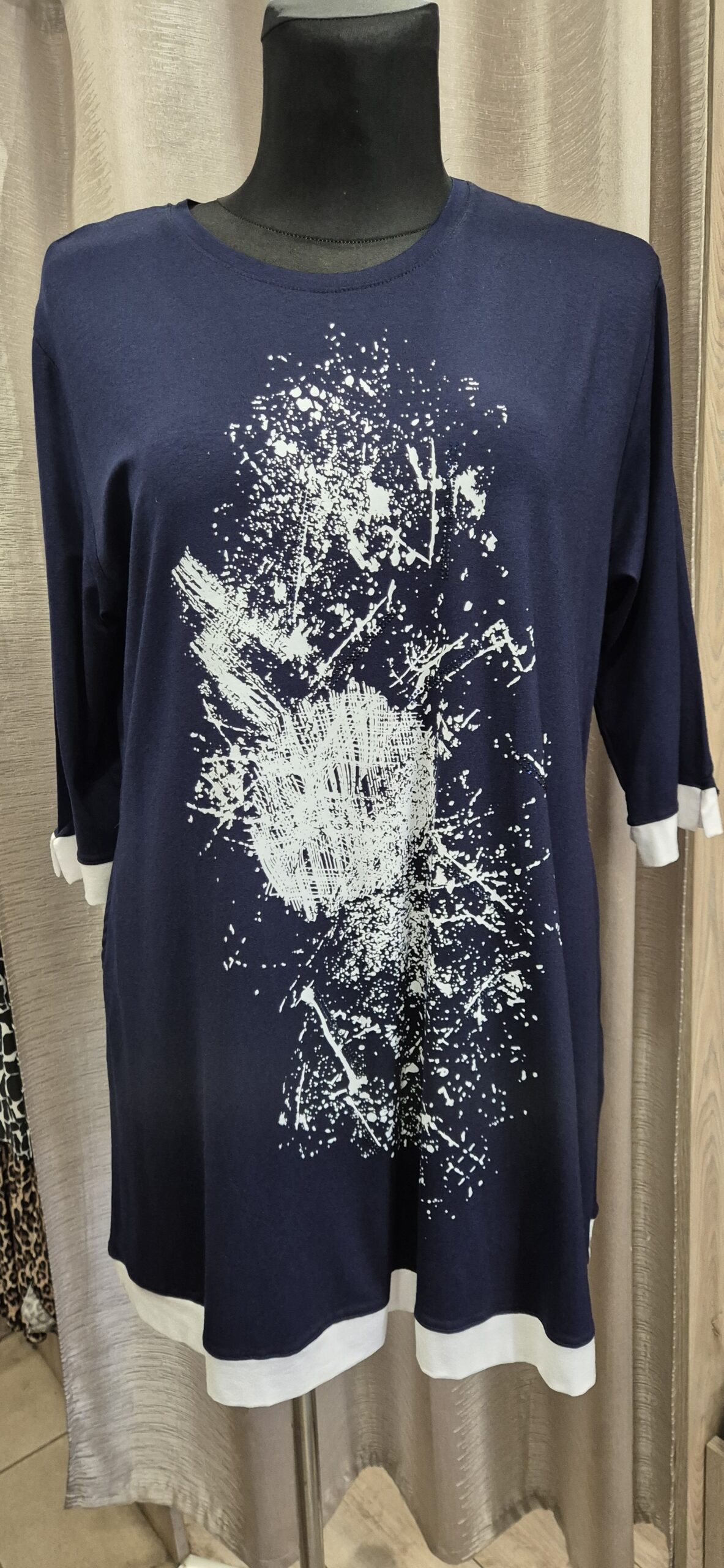 duża tunika turecka, tunika plus size granatowa, tunika z wiskozy, elegancka tunika na co dzień, tunika oversize damska